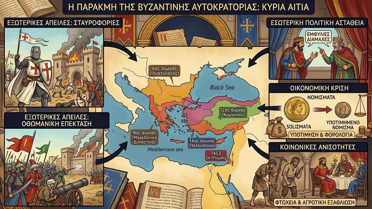 Αίτια Παρακμής Βυζαντινής Αυτοκρατορίας: Μια Ανάλυση
