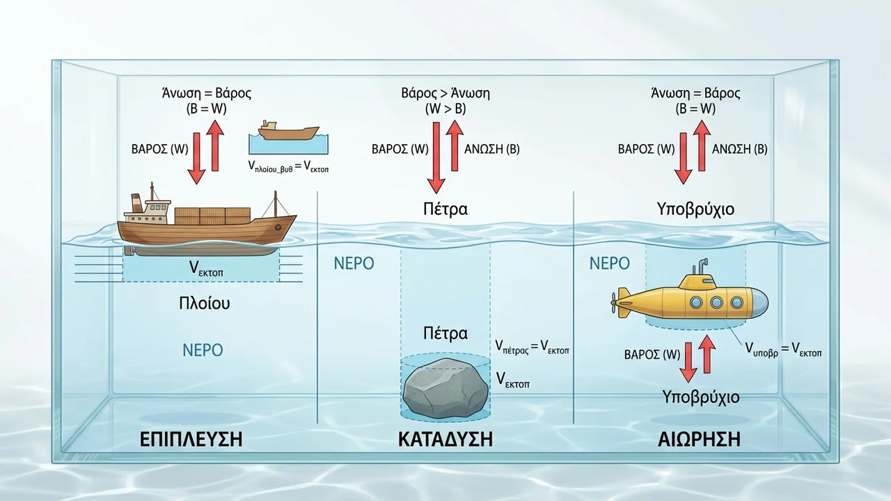 Αρχή του Αρχιμήδη: Πώς επιπλέουν τα σώματα;