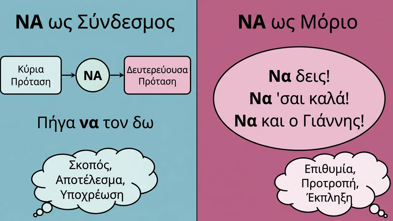Διάκριση του «να»: Σύνδεσμος ή Μόριο;