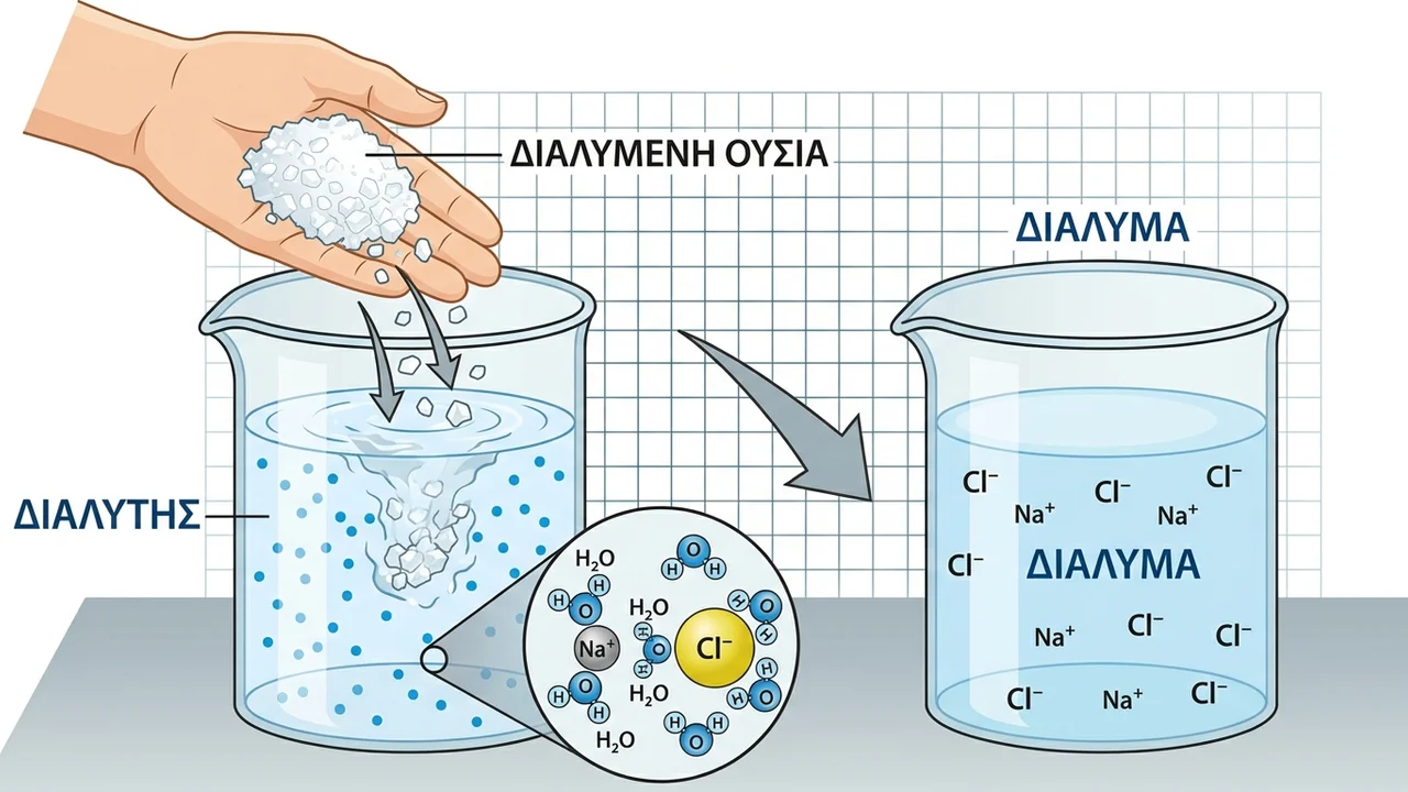 Διαλύτης και Διαλυμένη Ουσία: Κατανοώντας τη Βασική Διαφορά
