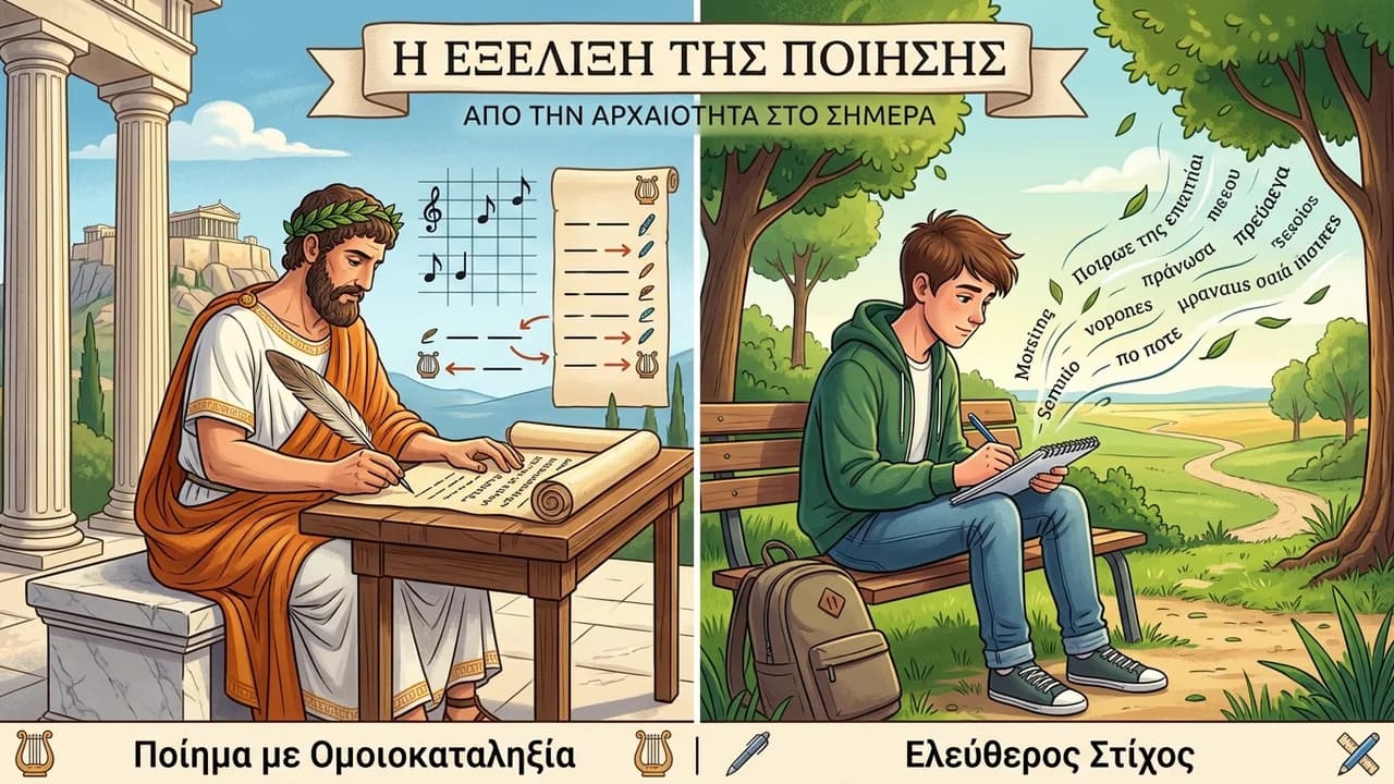 Διαφορά Ποιήματος με Ομοιοκαταληξία και Ελεύθερου Στίχου