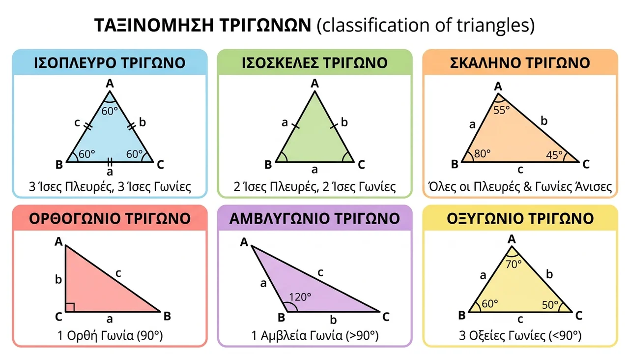 Είδη Τριγώνων: Κατηγοριοποίηση ανά Πλευρές και Γωνίες