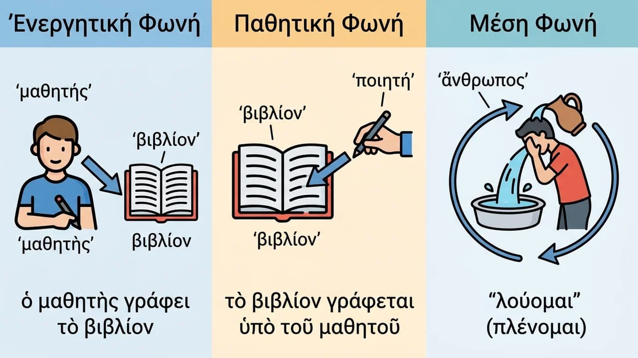 Ενεργητική, Παθητική, Μέση Φωνή: Κατανόηση των Διαφορών