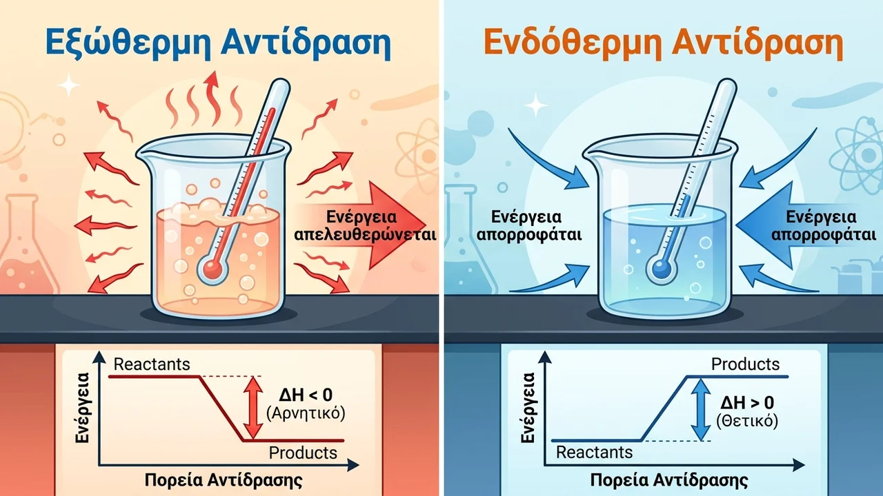 Εξώθερμες vs Ενδόθερμες Αντιδράσεις: Η Βασική Διαφορά