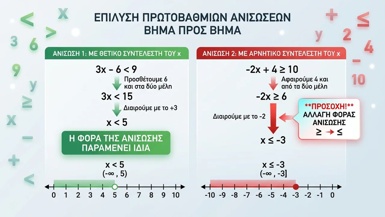 Επίλυση Απλής Πρωτοβάθμιας Ανίσωσης: Οδηγός Βήμα προς Βήμα