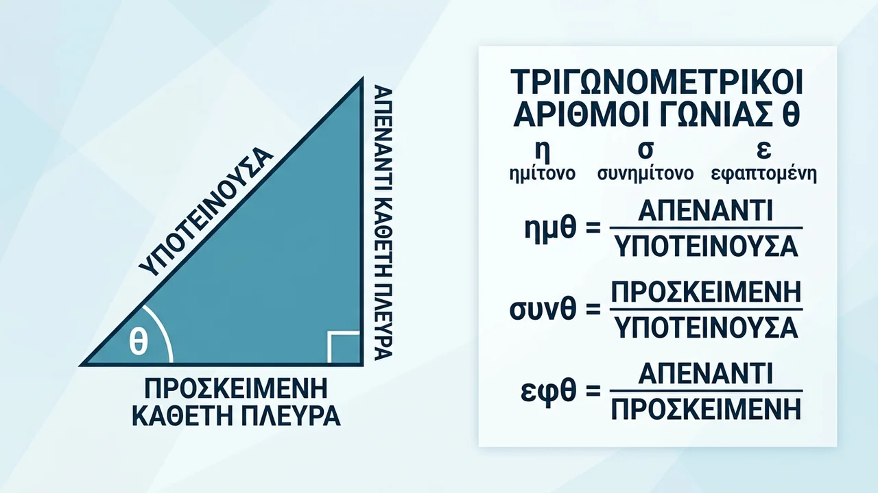 Ημίτονο, Συνημίτονο, Εφαπτομένη: Ορισμοί Οξείας Γωνίας