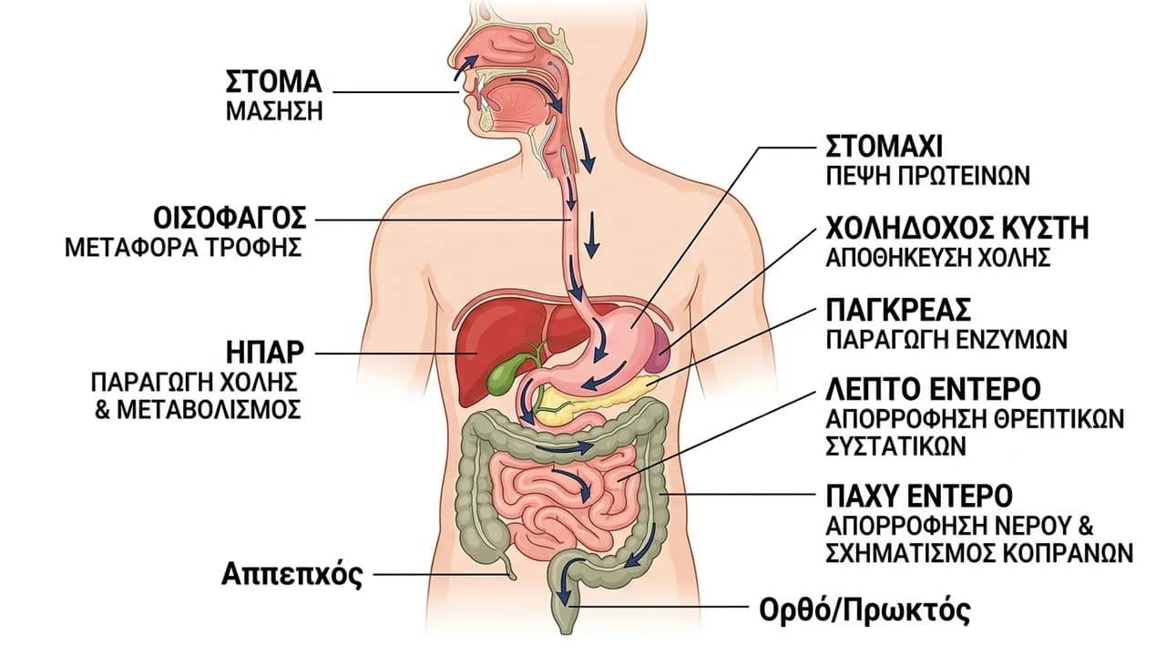 Η Διαδικασία της Πέψης στον Ανθρώπινο Οργανισμό