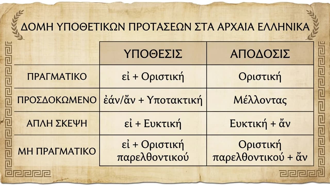 Η Δομή της Υποθετικής Πρότασης στα Αρχαία Ελληνικά