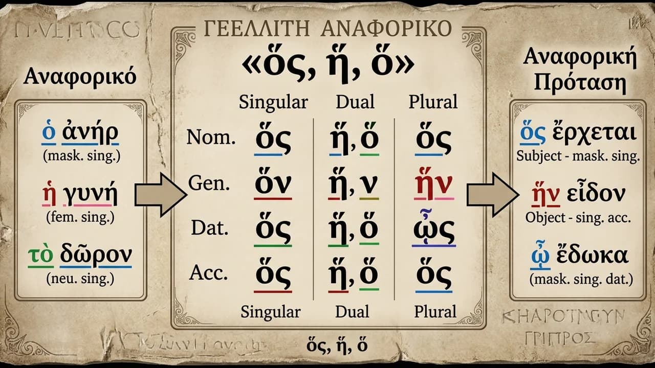 Η Χρήση της Αναφορικής Αντωνυμίας «ὅς, ἥ, ὅ»
