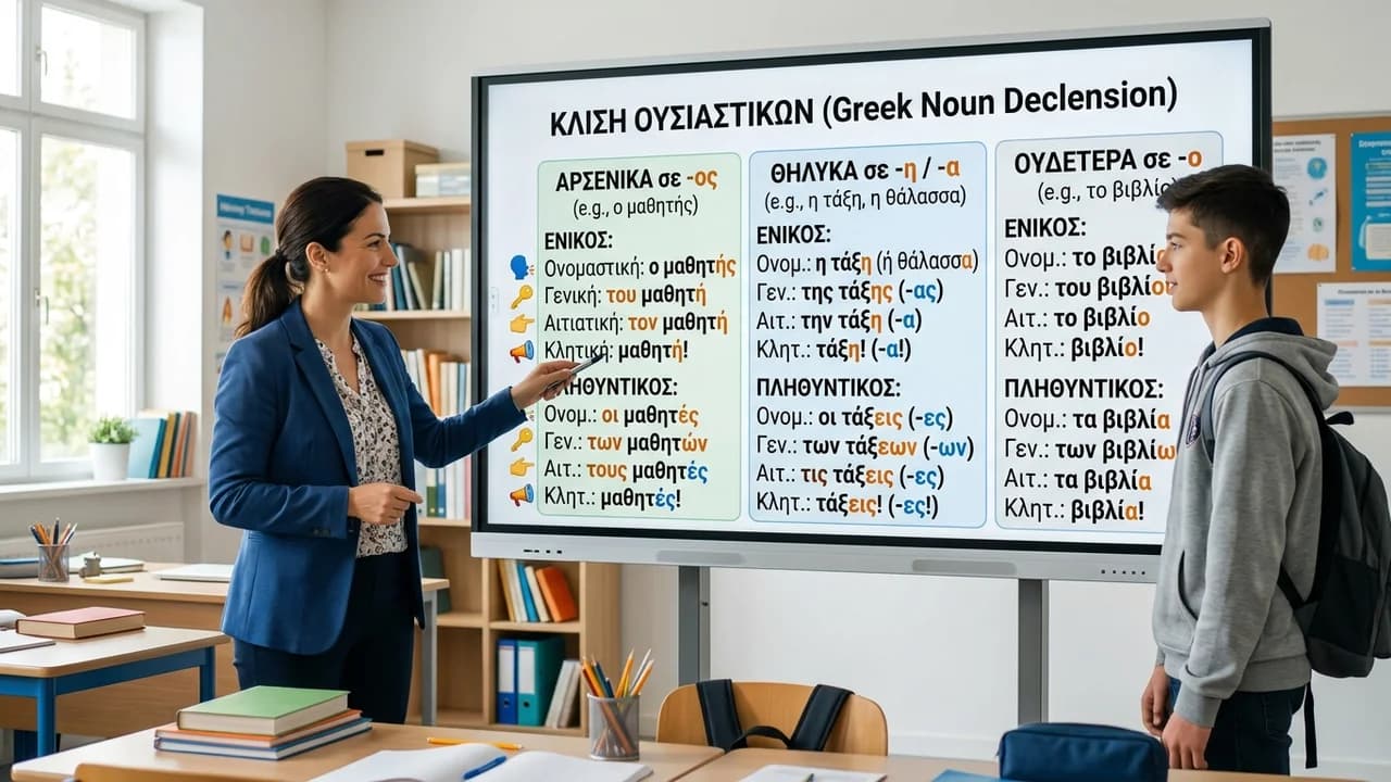 Κανόνες Κλίσης Ουσιαστικών σε -ος, -η/-α, -ο