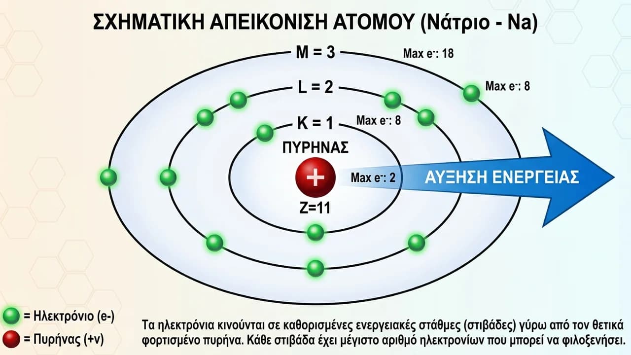 Κατανομή Ηλεκτρονίων σε Στιβάδες γύρω από τον Πυρήνα