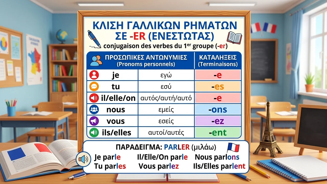 Κλίση Γαλλικών Ρημάτων σε -er στον Ενεστώτα