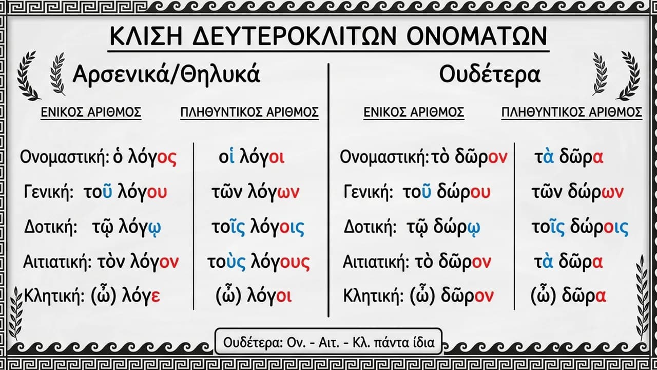 Κλίση Ουσιαστικών Β' Κλίσης στα Αρχαία Ελληνικά
