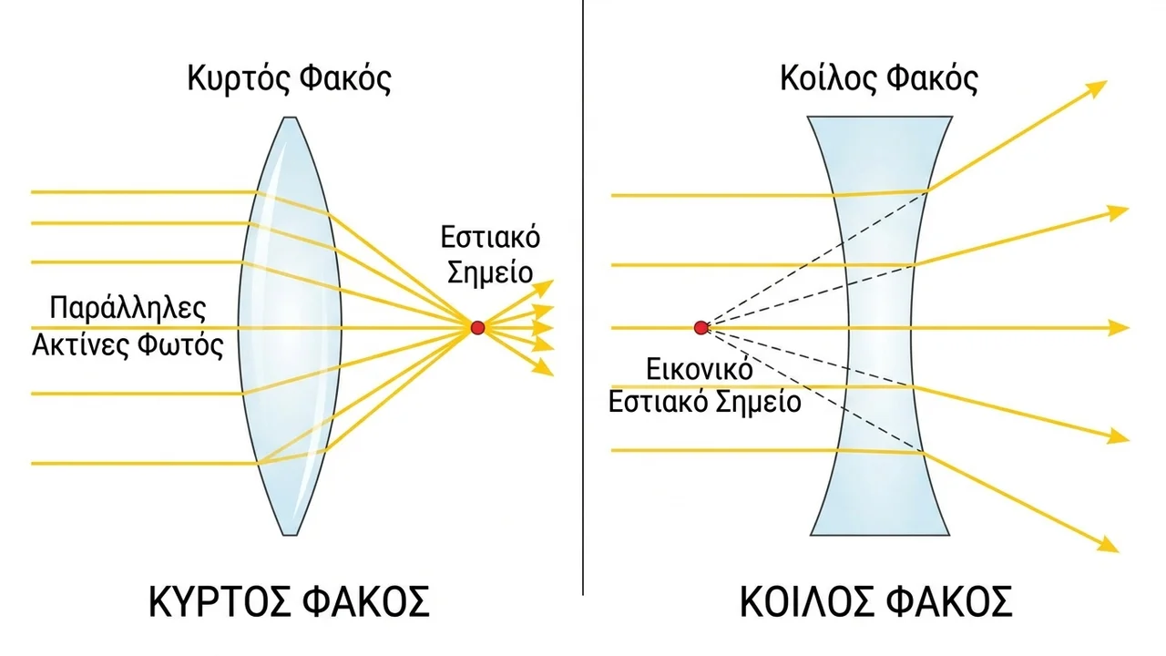 Κυρτός vs Κοίλος Φακός: Η Βασική τους Διαφορά