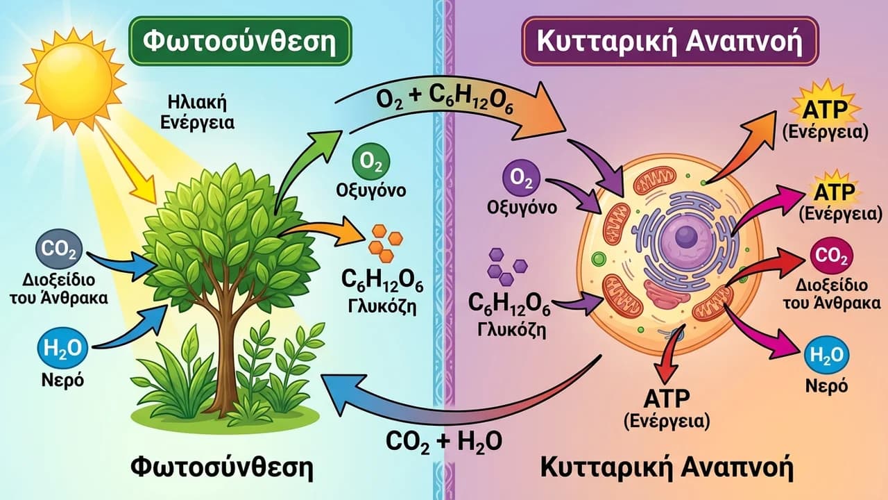 Κυτταρική Αναπνοή vs Φωτοσύνθεση: Οι Βασικές Διαφορές