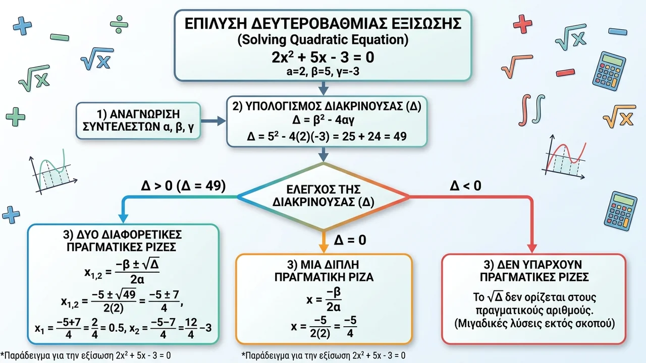 Λύση Δευτεροβάθμιας Εξίσωσης με τη Διακρίνουσα
