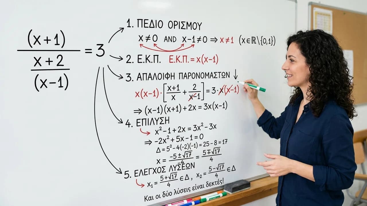 Λύση Κλασματικών Εξισώσεων: Οδηγός Βήμα προς Βήμα