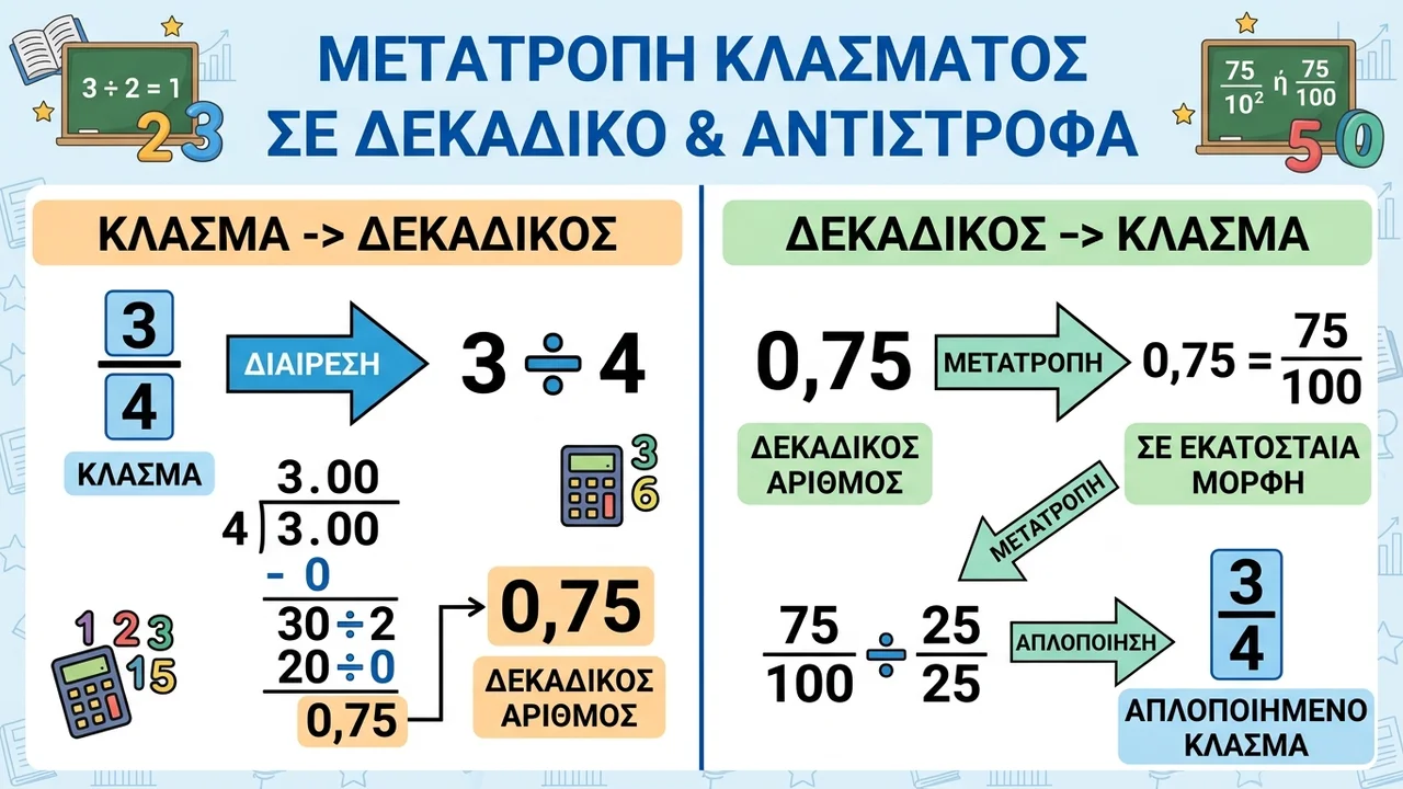 Μετατροπή Κλάσματος σε Δεκαδικό και Αντίστροφα: Οδηγός