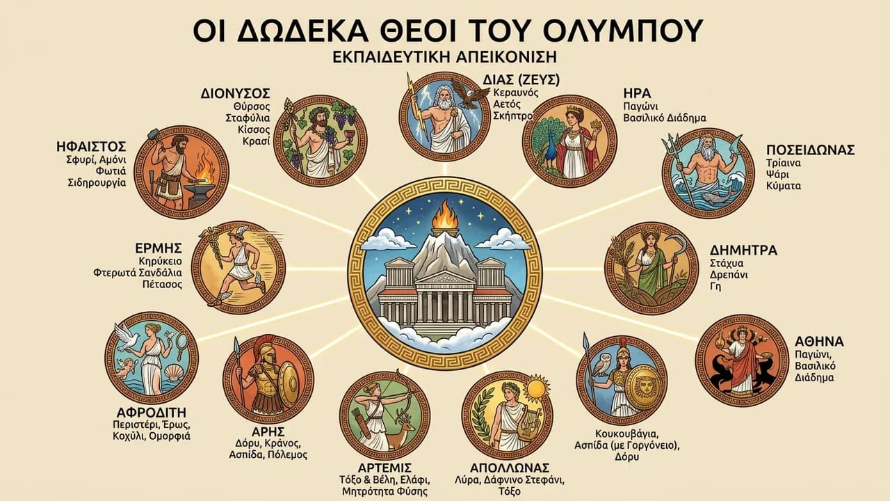 Οι Δώδεκα Θεοί του Ολύμπου: Ρόλοι & Ιδιότητες