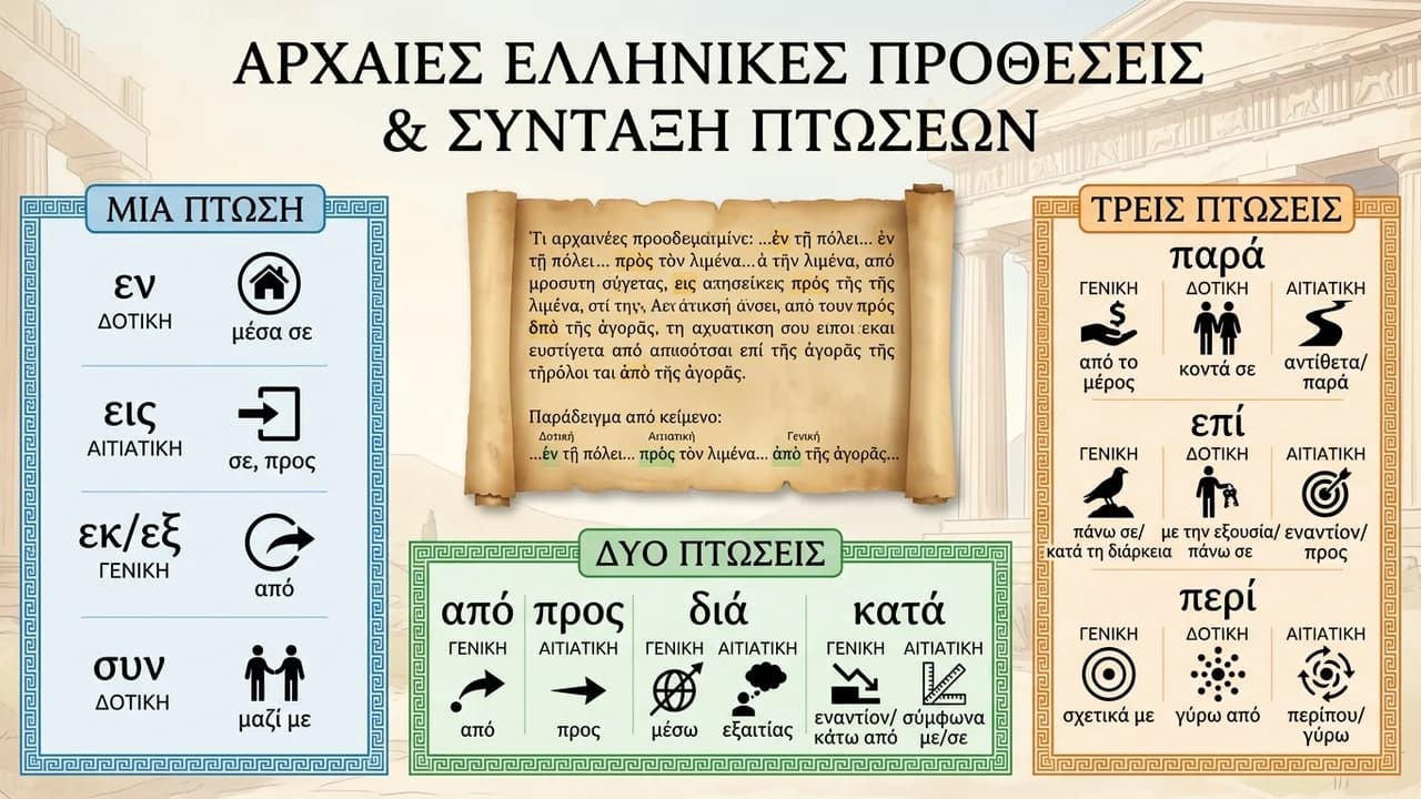 Οι Κύριες Αρχαίες Ελληνικές Προθέσεις & η Σύνταξή τους