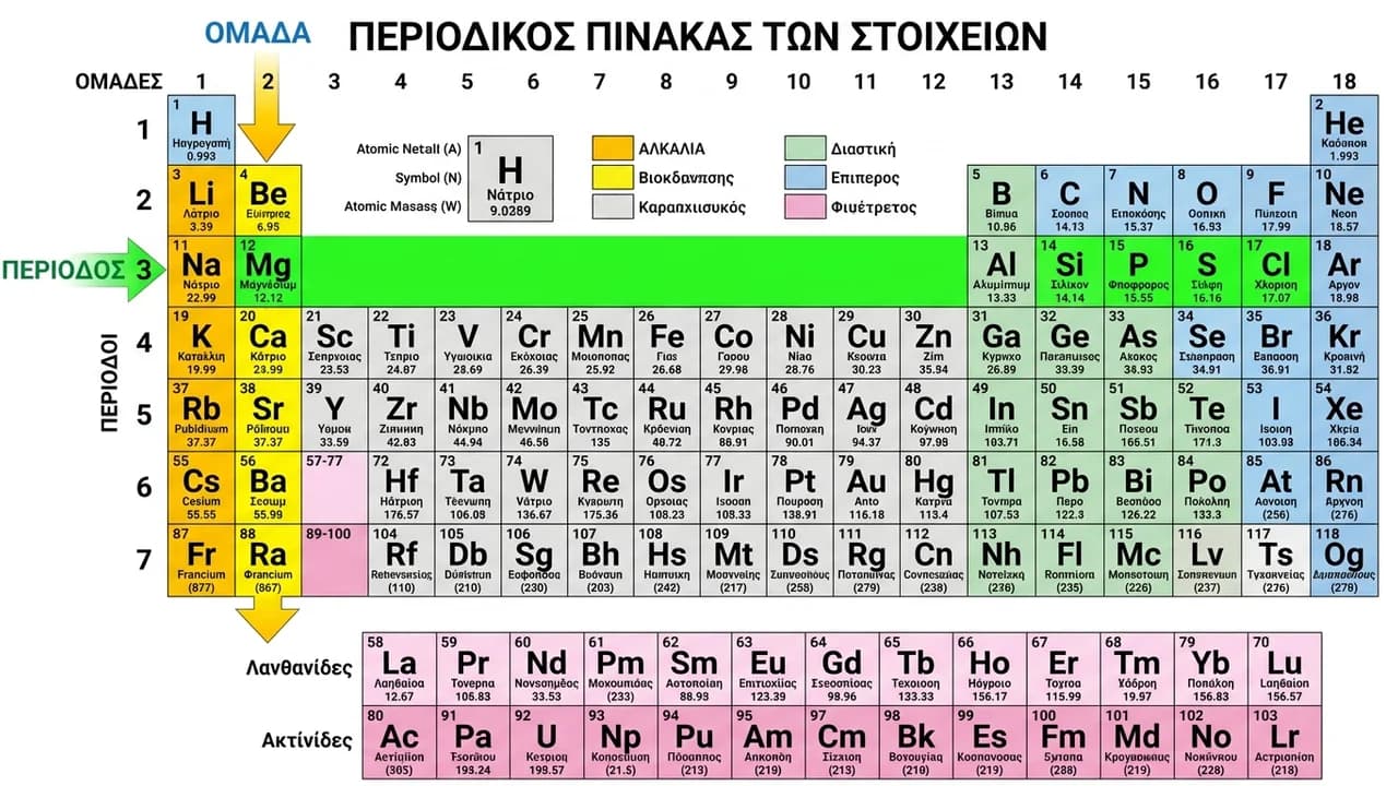 Ομάδες και Περίοδοι: Η Διαφορά στον Περιοδικό Πίνακα