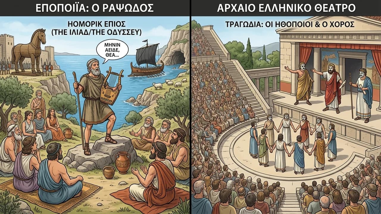 Ομηρικά Έπη vs. Αρχαία Τραγωδία: Βασικές Διαφορές