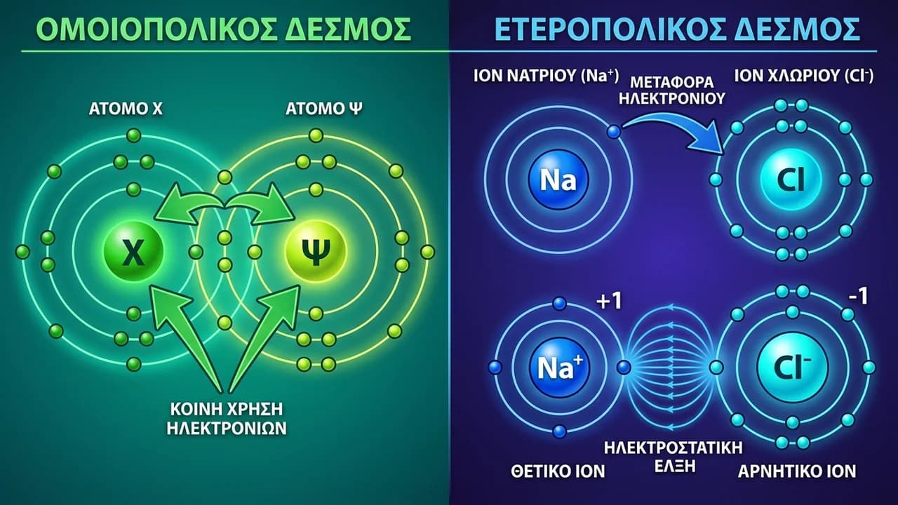 Ομοιοπολικοί και Ετεροπολικοί Δεσμοί: Τι Είναι και Πώς Διαφέρουν;