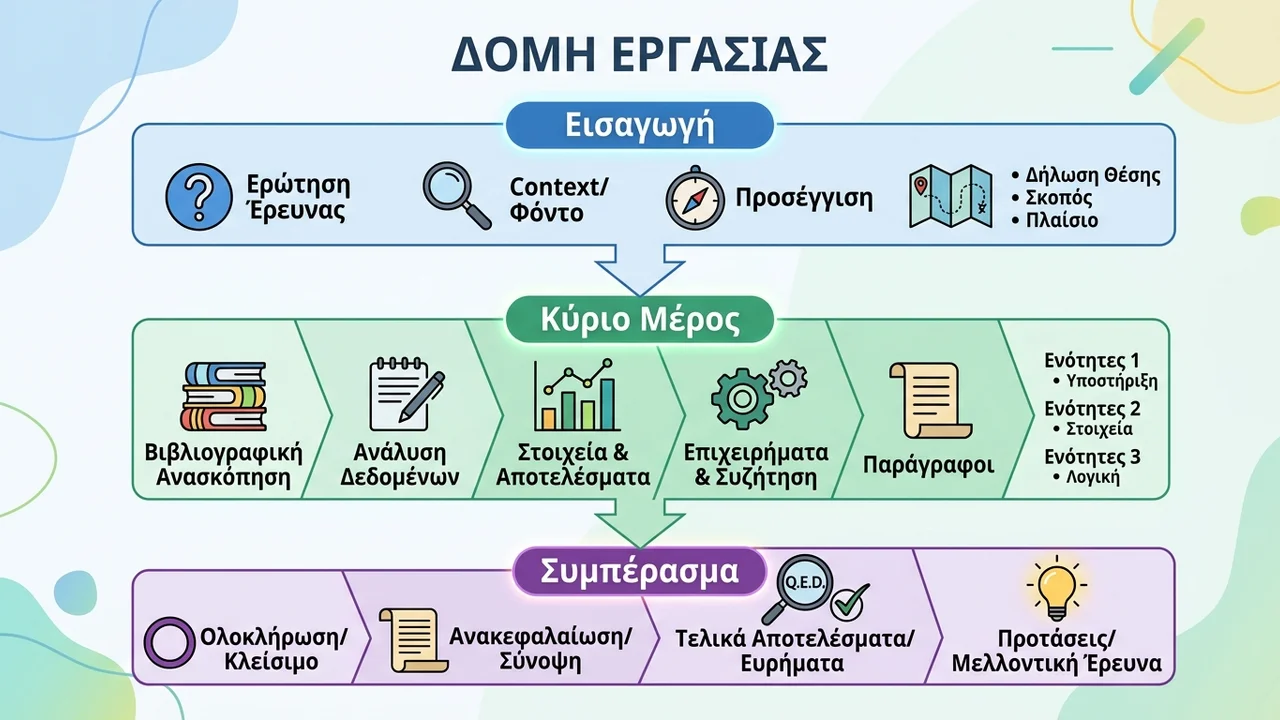 Οργάνωση Εργασίας: Εισαγωγή, Κύριο Μέρος, Συμπέρασμα