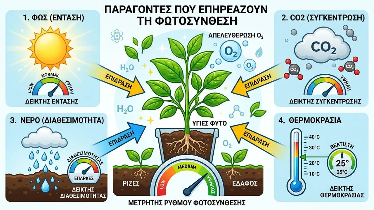 Παράγοντες που Επηρεάζουν τον Ρυθμό της Φωτοσύνθεσης