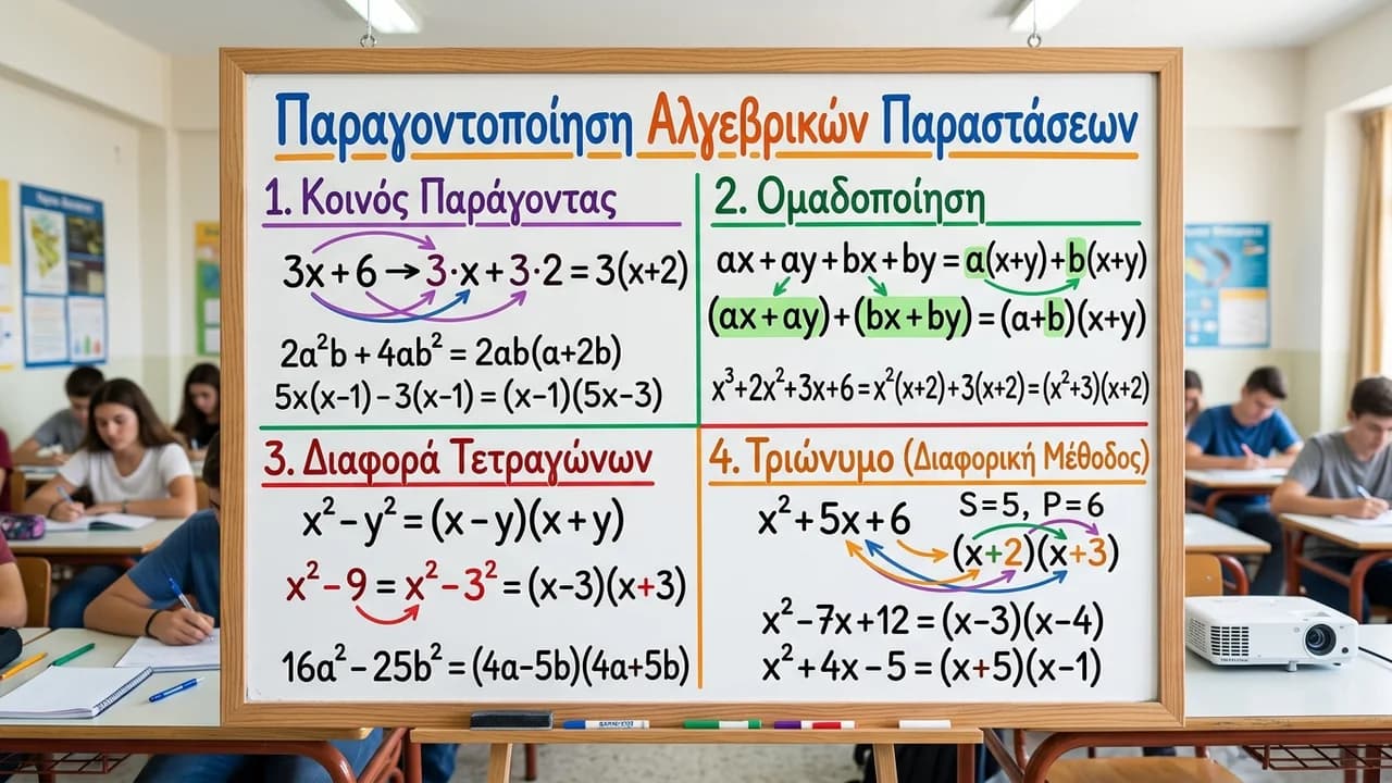 Παραγοντοποίηση Αλγεβρικών Παραστάσεων: Οδηγός Βήμα προς Βήμα