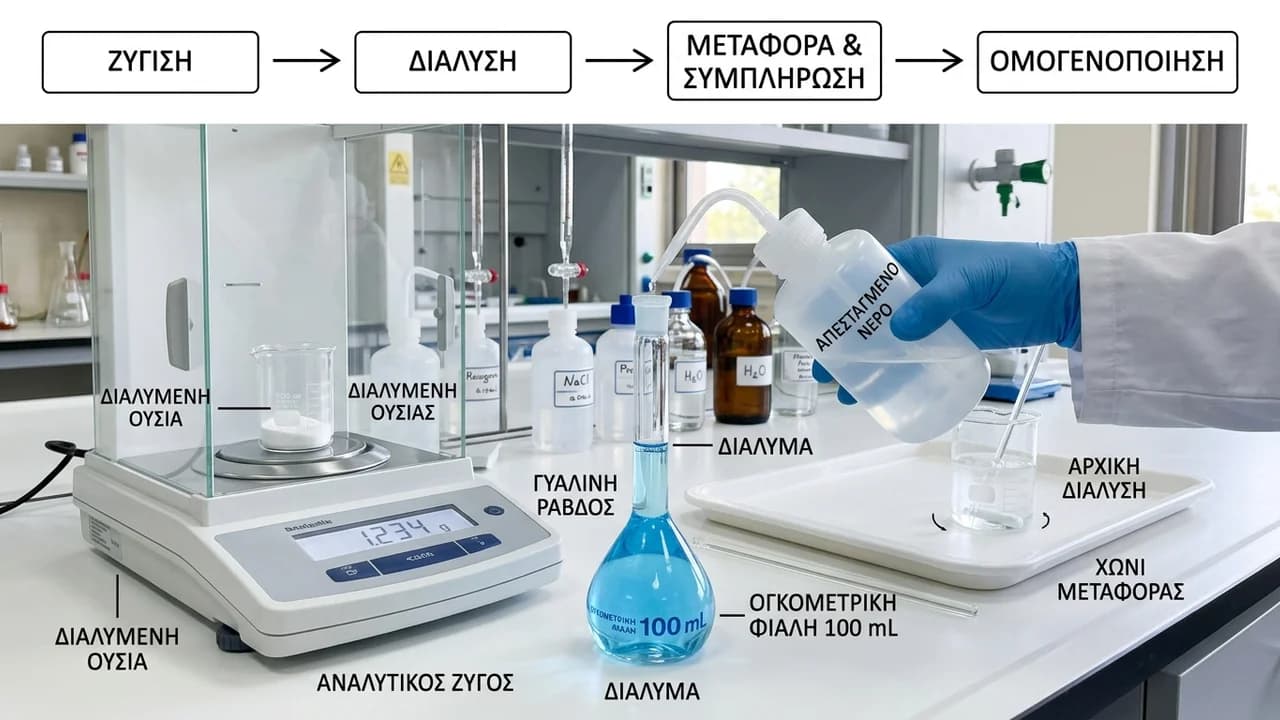 Παρασκευή Διαλύματος Συγκεκριμένης Συγκέντρωσης