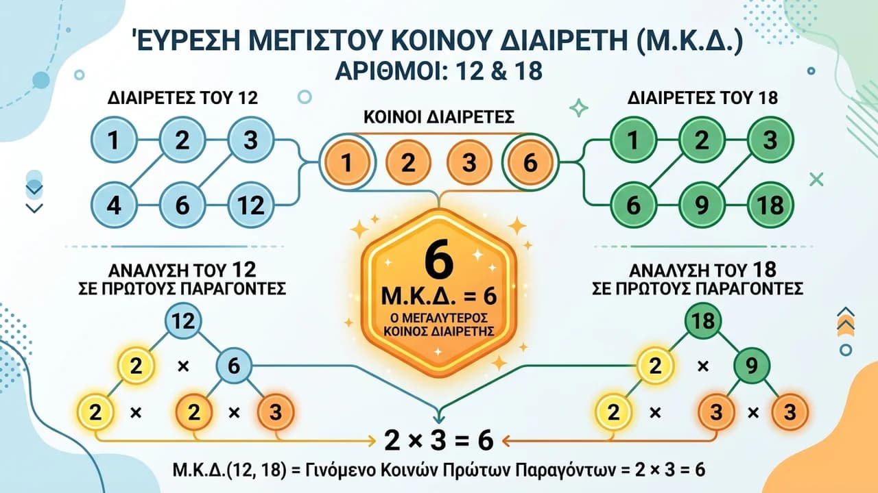 Πώς βρίσκουμε τον Μέγιστο Κοινό Διαιρέτη (Μ.Κ.Δ.);