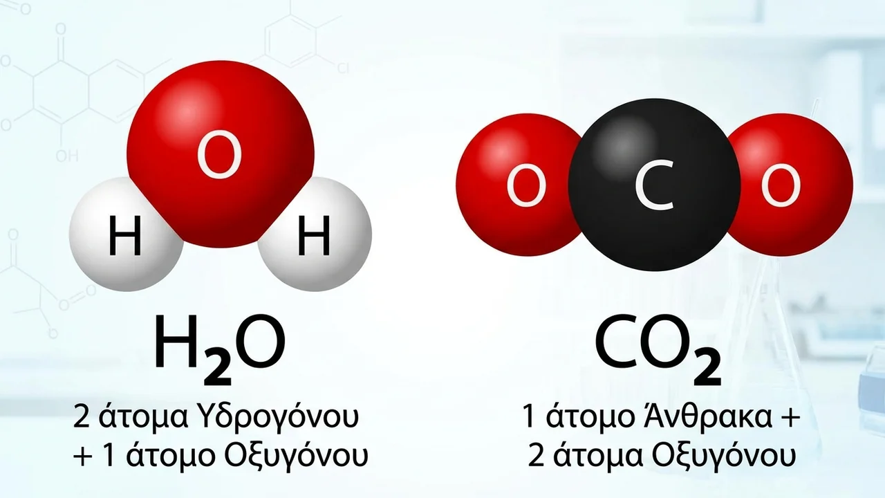 Πώς διαβάζουμε χημικούς τύπους όπως H2O και CO2;