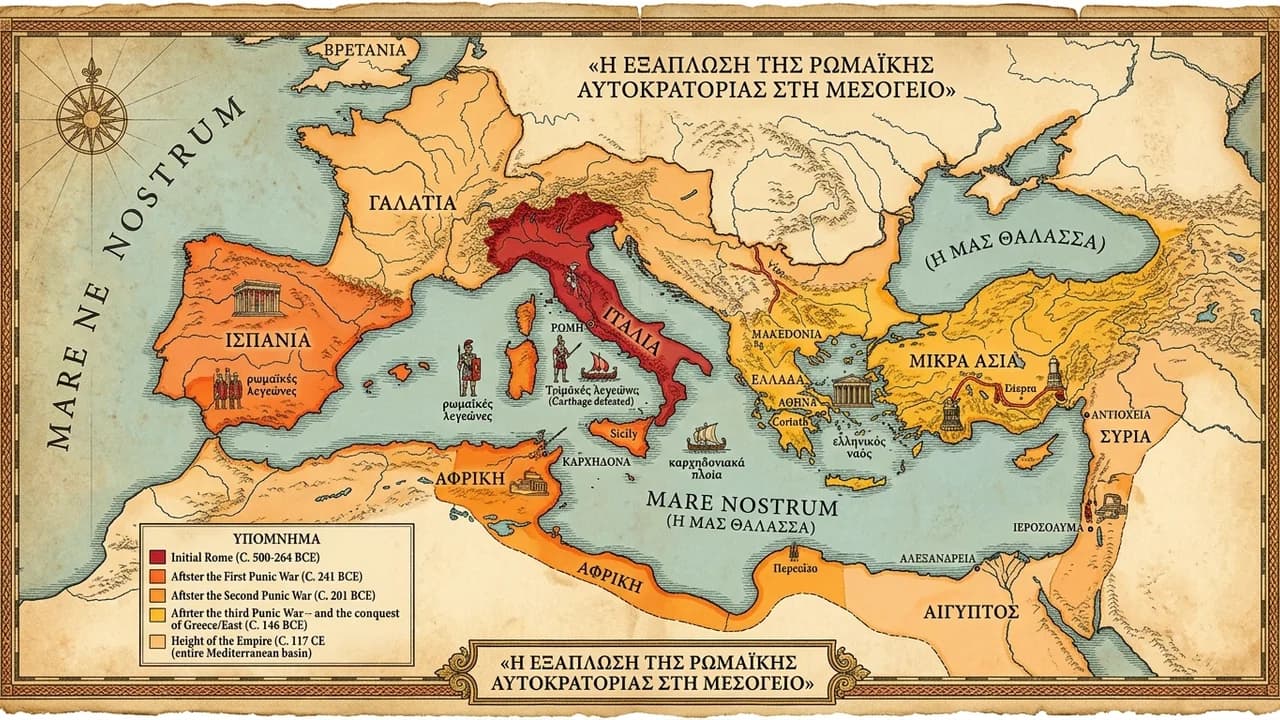 Πώς εξαπλώθηκε η Ρωμαϊκή Αυτοκρατορία στη Μεσόγειο;