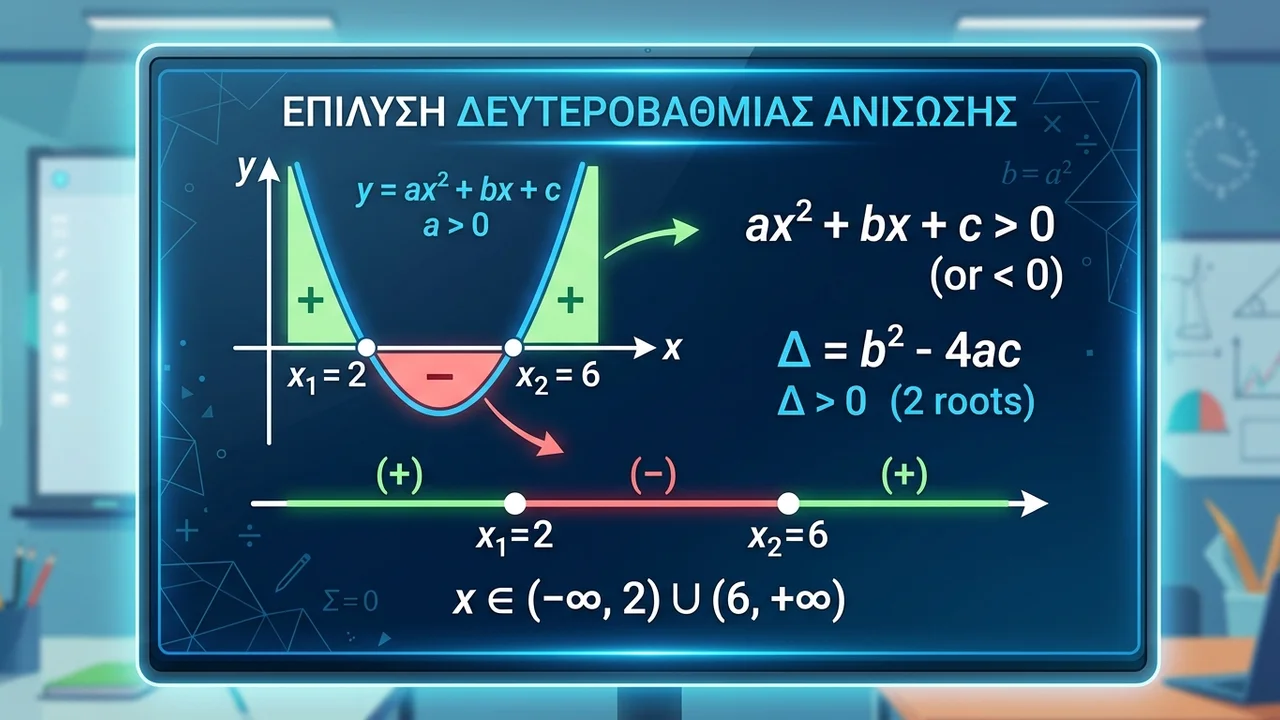 Πώς λύνεται μια ανίσωση δευτέρου βαθμού; Οδηγός βήμα προς βήμα