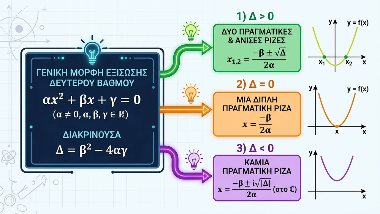 Πώς λύνουμε εξισώσεις 2ου βαθμού με τη Διακρίνουσα;