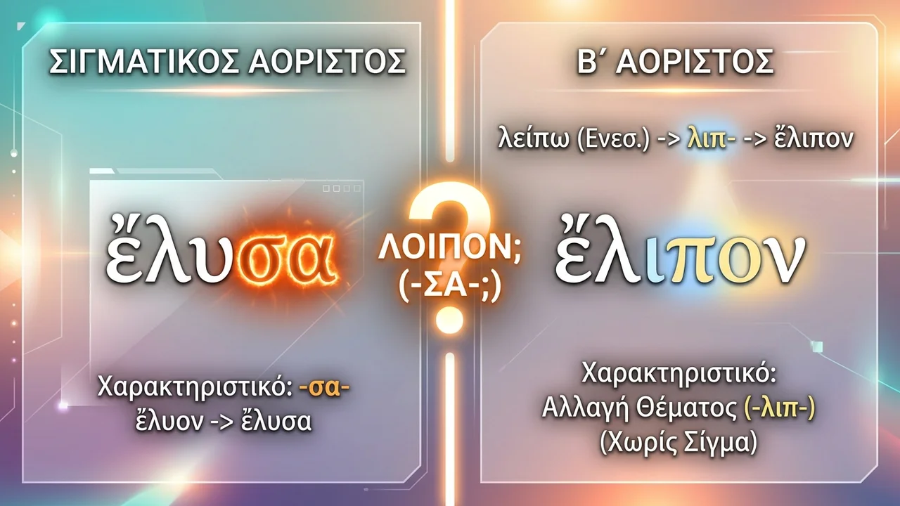 Πώς να ξεχωρίσετε τον Αόριστο Α' από τον Αόριστο Β' στα Αρχαία Ελληνικά