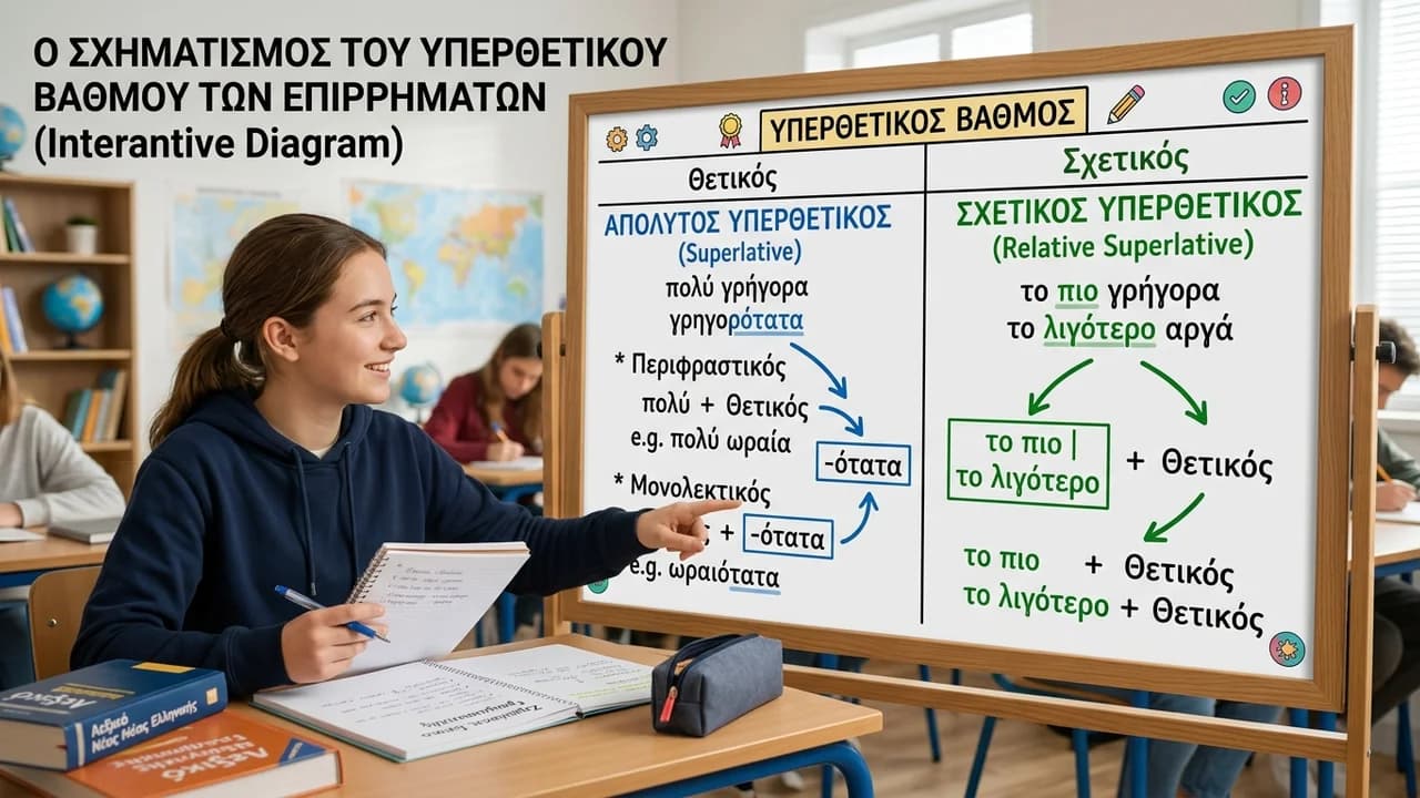 Πώς σχηματίζεται ο υπερθετικός βαθμός των επιρρημάτων;