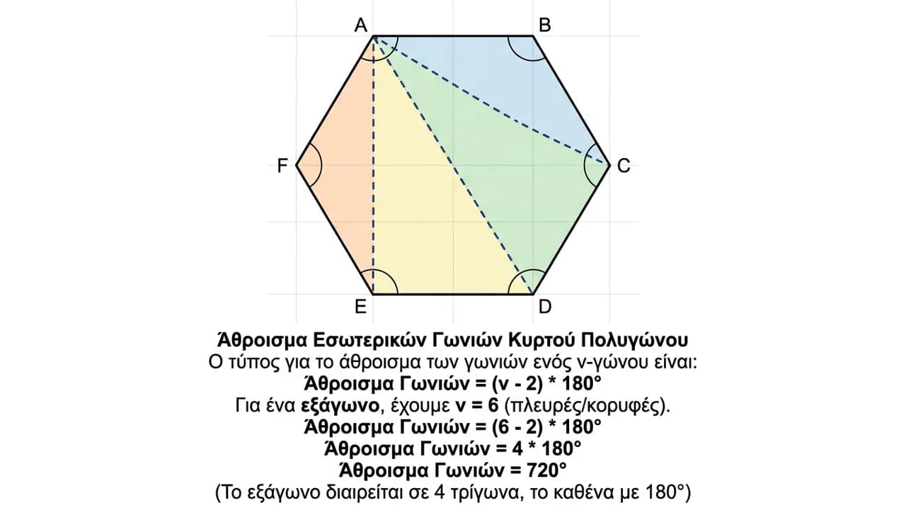 Πώς Υπολογίζουμε το Άθροισμα Γωνιών Κυρτού Πολυγώνου;