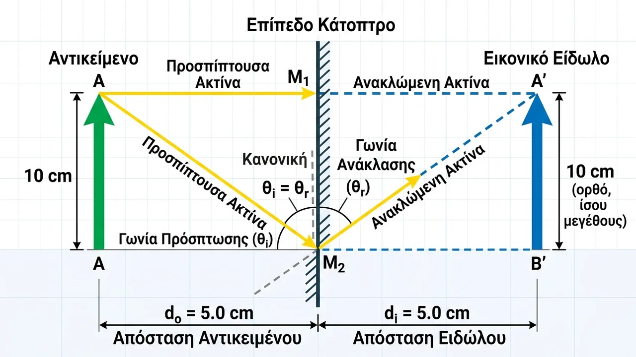 Σχηματισμός Ειδώλου σε Επίπεδο Κάτοπτρο: Αναλυτικός Οδηγός