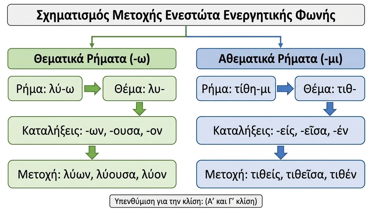 Σχηματισμός Μετοχής Ενεστώτα Ενεργητικής Φωνής
