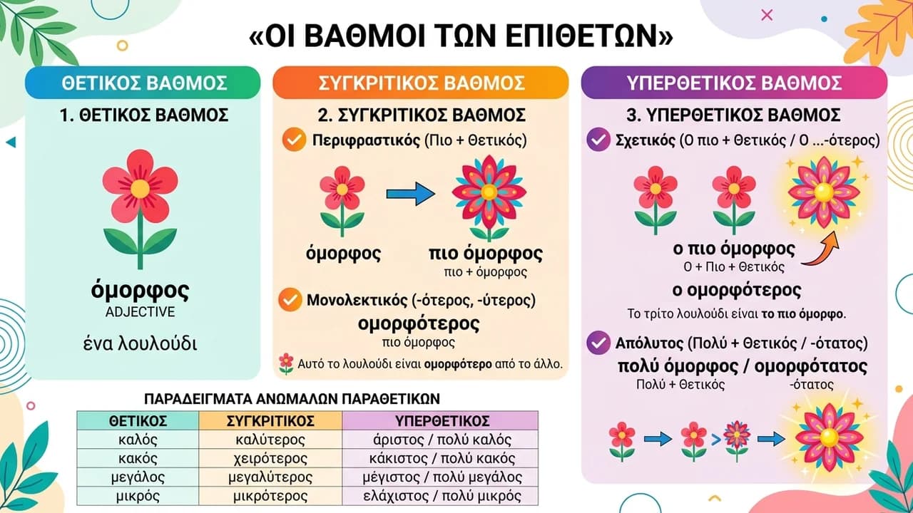 Σχηματισμός Παραθετικών Επιθέτων στα Νέα Ελληνικά