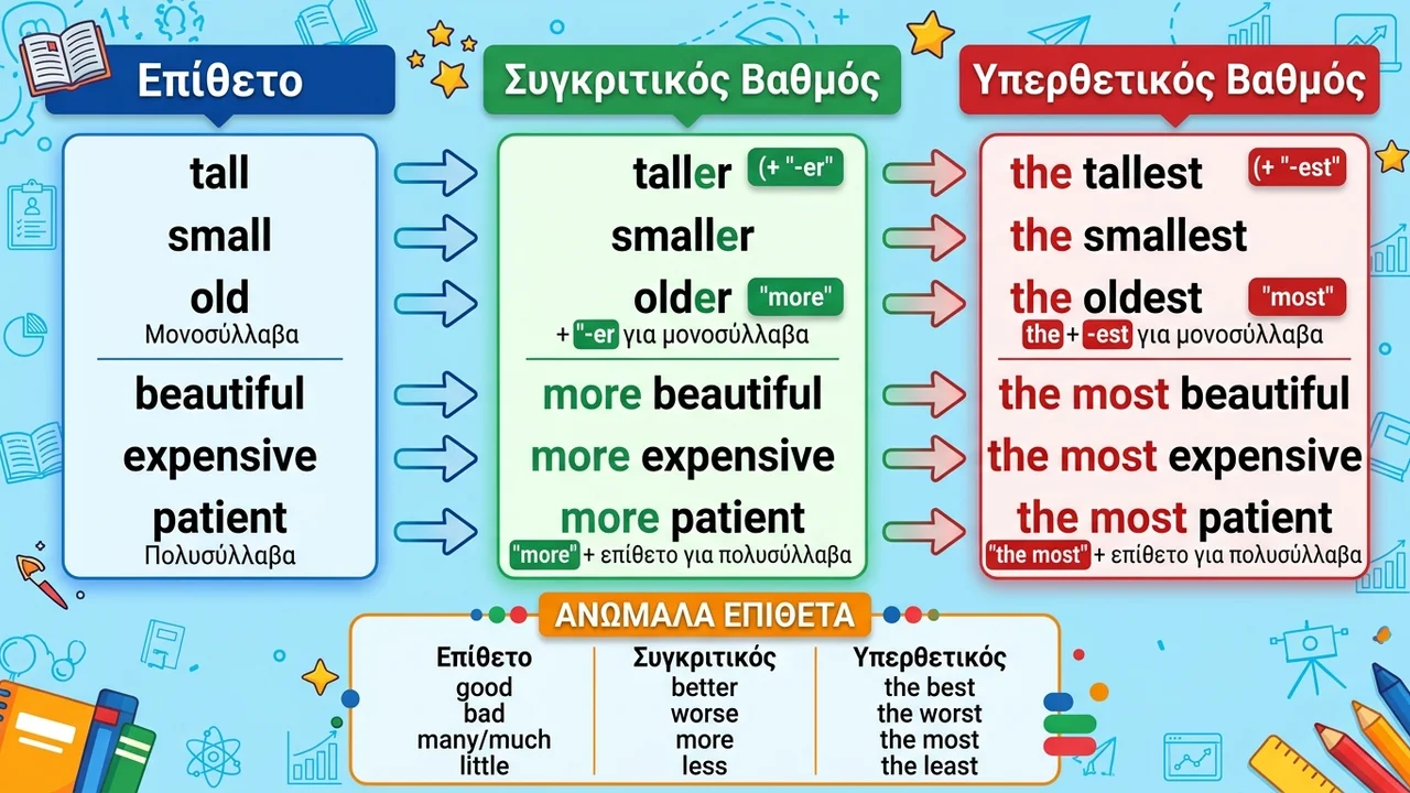 Σχηματισμός Συγκριτικών και Υπερθετικών Επιθέτων