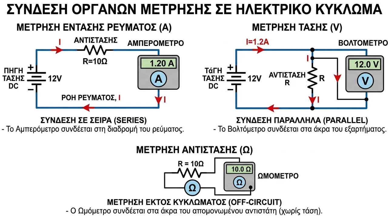 Σύνδεση Οργάνων Μέτρησης σε Ηλεκτρικό Κύκλωμα