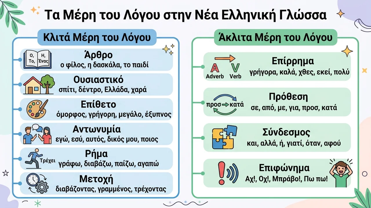 Τα Μέρη του Λόγου στην Νέα Ελληνική Γλώσσα: Οδηγός