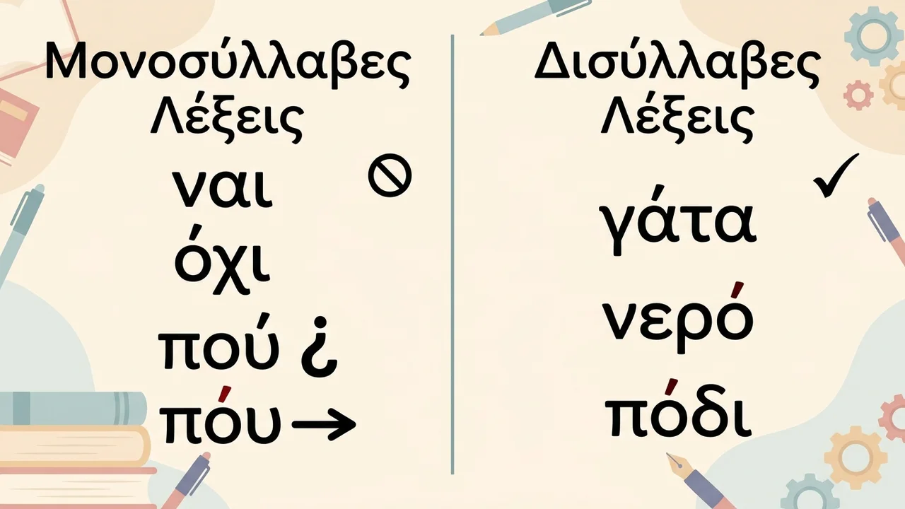 Τονισμός: Μονοσύλλαβες και Δισύλλαβες Λέξεις στην Ελληνική Γλώσσα