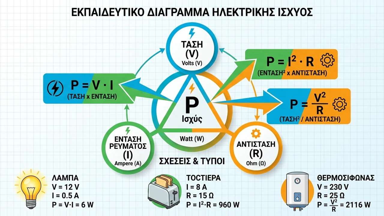 Υπολογισμός Ηλεκτρικής Ισχύος: Οδηγός για Μαθητές