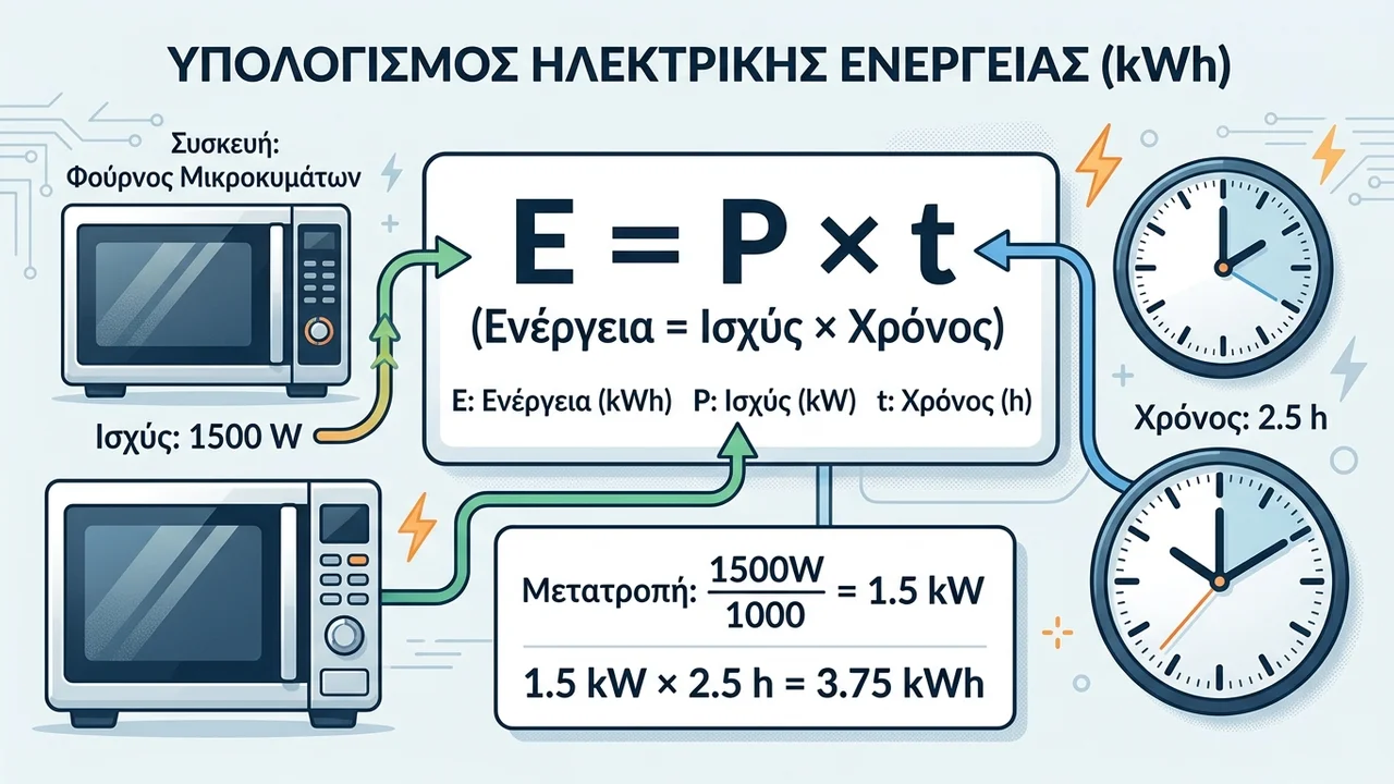 Υπολογισμός Κατανάλωσης Ηλεκτρικής Ενέργειας σε kWh