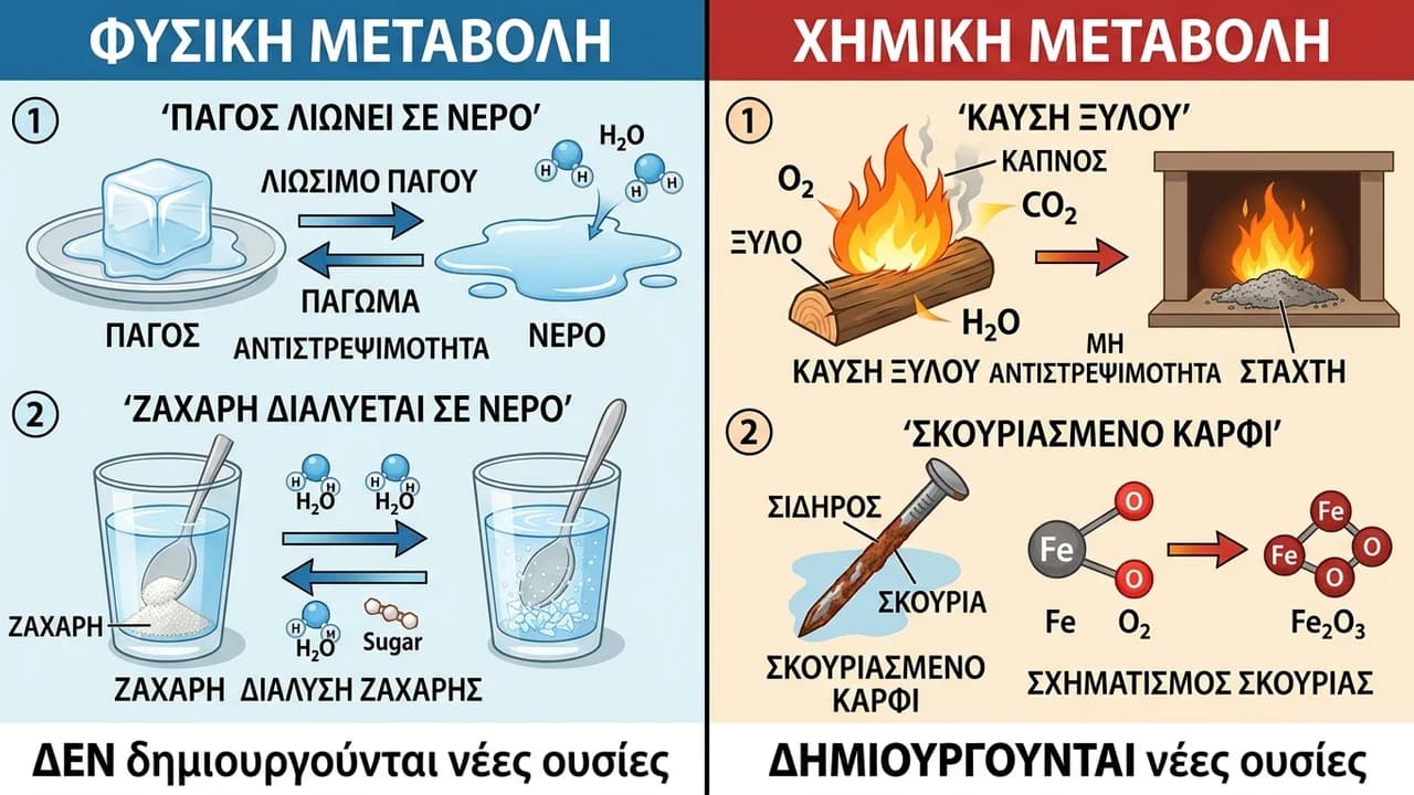 Φυσικές και Χημικές Μεταβολές: Η Ουσιαστική Διαφορά