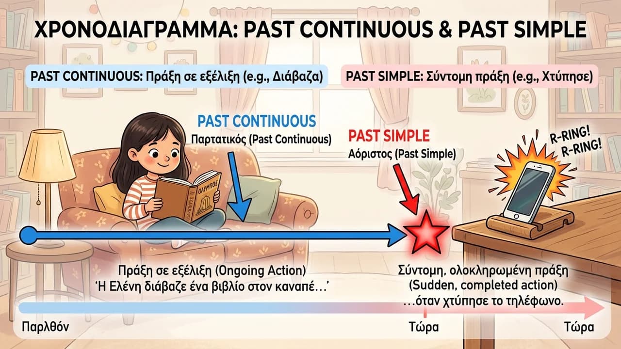 Past Simple και Past Continuous: Οδηγός χρήσης για μαθητές